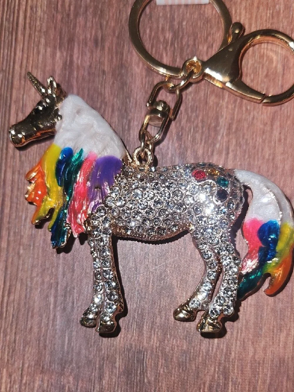 Unicorn Keychain with Rainbow Accents